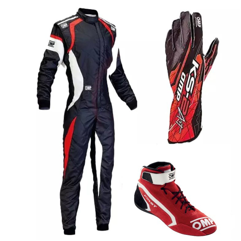 Omp Go Kart Racing Suit Cik Fia Level 2 Approved Kart Suit All Sizes With Shoes, Gloves Free Gift