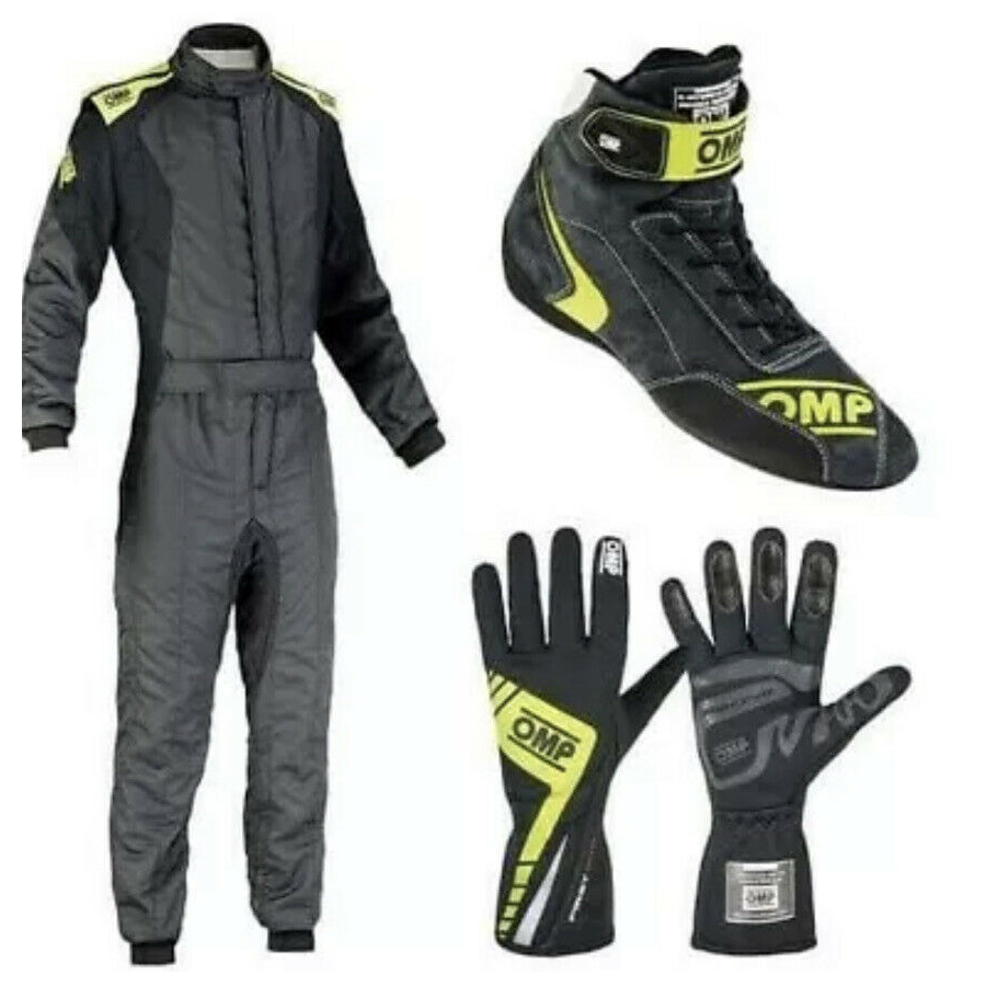 Omp Go Kart Racing Suit Cik Fia Level 2 Approved Kart Suit All Sizes With Shoes, Gloves Free Gift